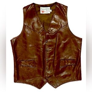 Vintage 70s Sears The Leather Shop Leather Vest M